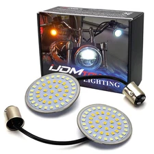 2" White/Amber 1157 Switchback LED Front Turn Signal Lights For Harley Davidson