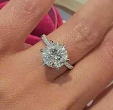 3Ct Round Cut Lab-Created Diamond Wedding Solitaire Ring 14K White Gold Finish