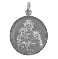 Heiliger Josef Schutz AnhäNger 18 Mm Name Datum Gravur Echt Silber 925