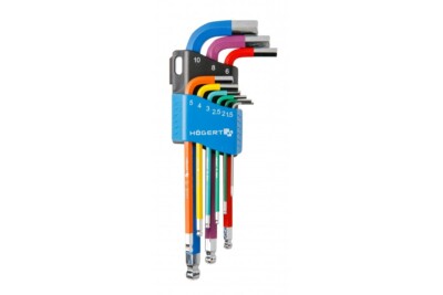 Sechskantschlüssel Set 9-teilig mit langem Arm & farbig - HT1W806 von Hogert