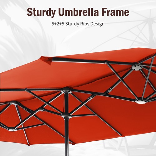 13ft Patio Umbrella Double-Sided Outdoor Market Sun Shade for Poolside Backyard - Picture 4 of 10