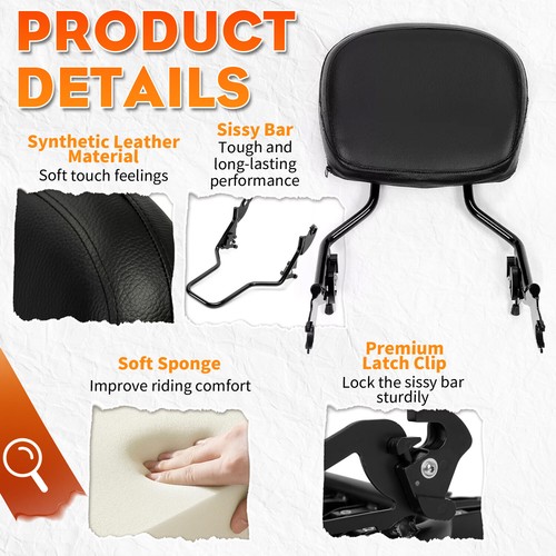 Black Backrest Sissy Bar & Stealth Rack For 09-25 Harley Road Glide Street Glide - Picture 5 of 17