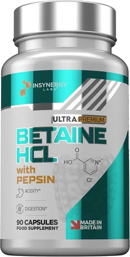 Betaine HCl 650MG Per Capsule (Maximum Dose in UK) Digestive Enzymes Supplements