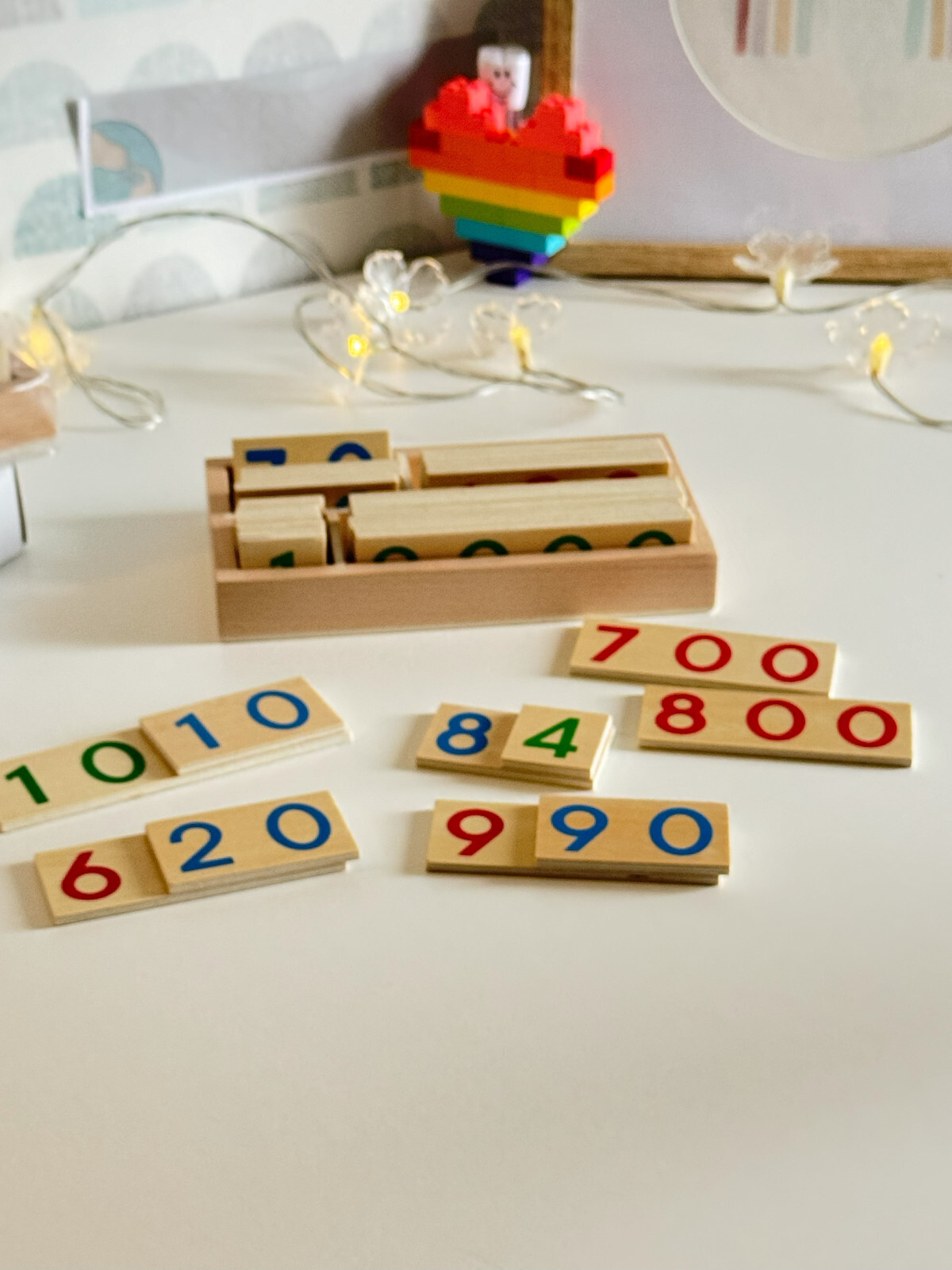 Jeu de numération nombres 9999 en bois de hêtre durable, matériel éducatif premium
