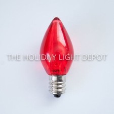 Red C7 LED Bulb, Smooth Finish, E12 Base, Dimmable, Christmas Light Bulb