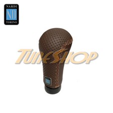 Nardi Prestige Manual Gear Shift Shifter Knob Brown Perforated Leather Stitch