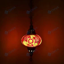 Turkish Moroccan Mosaic Ceiling Hanging Pendant Light Fixture Lamp - Free Bulb