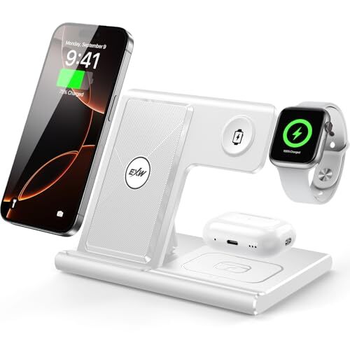Wireless Charger, 3 in 1 Charging Station for Apple Devices, Fast White