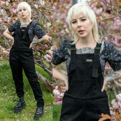 Run and Fly Schwarz Stretch Denim Latzhose 3XS-3XL Unisex Latzhose - Bild 1 von 4
