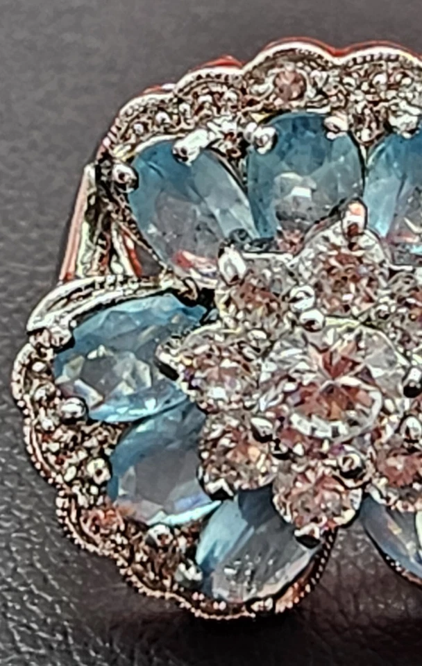 Anillo Nolan Miller cristales de vidrio azul talla 7 Foto 4 de 4