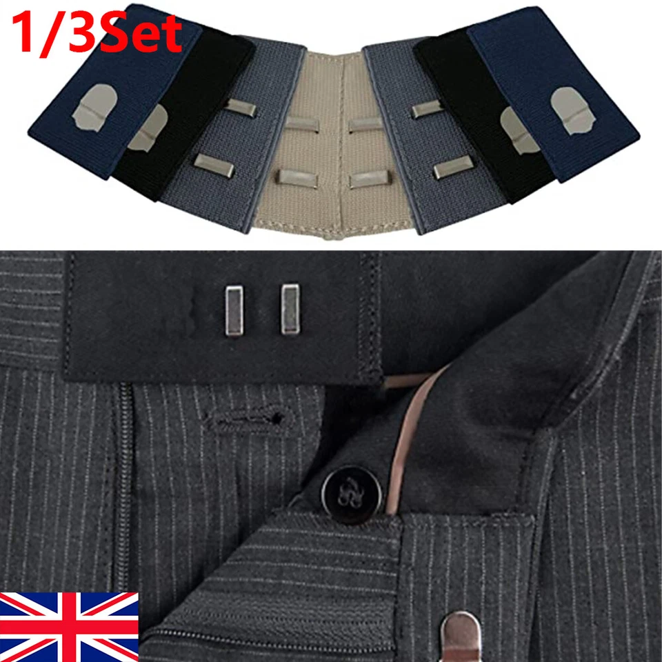 Sets Of Fabric Extenders For Pants Trousers Dress Skirt Hook & Bar Clasp Waist, - Image 3 of 4