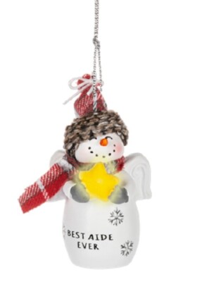 Ganz Snow Angel Ornament w/Glow in Dark Star ''Best Aide Ever'' 2 1/2'' x 1''