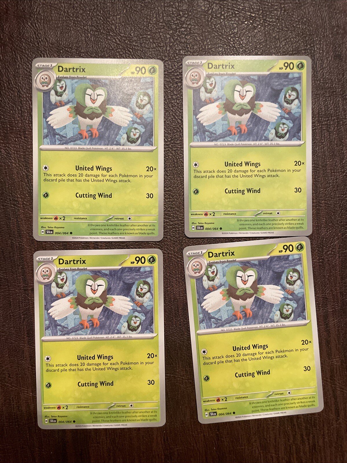 Dartrix 004/064 - Playset/Lot of 4 - Pokemon TCG: Shrouded Fable