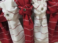 Hanging Hand Kitchen Towel Red, White, Snap, Stripe, Hand Dish Towel