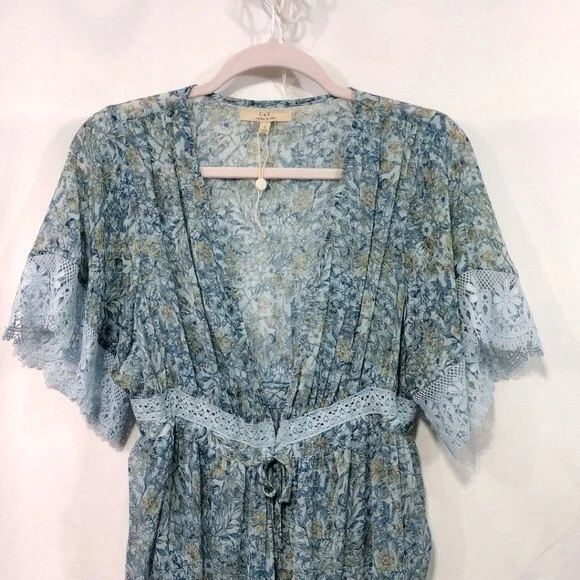 NUEVO Vestido Kimono Boho Floral Chelsea y Violeta Para Mujer S Verde Cottagecore Foto 2 de 4
