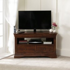 Corner TV Unit - Up to 50" TV Size French Hardwood Mahogany Stained Furniture