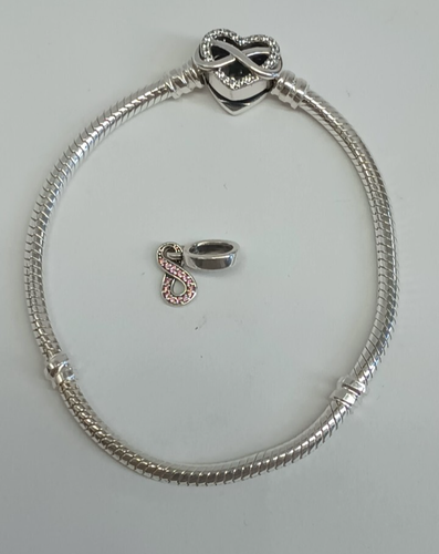 Pandora Moments Sparkling Infinity Heart Clasp Bracelet Sterling Silver 6.5 Inch