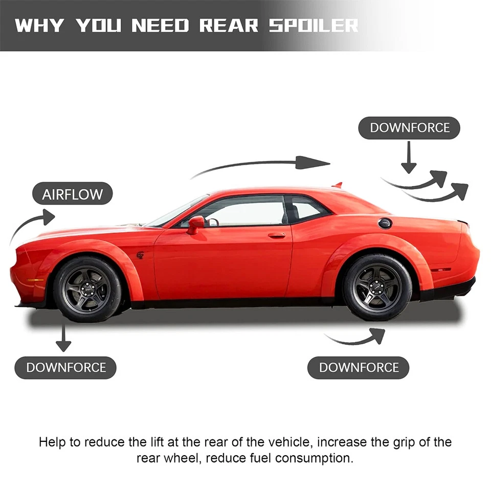 For Cadillac Escalade Hatchback SUV 52" Rear Roof Trunk Spoiler Wing Lip Carbon - Image 3 of 4