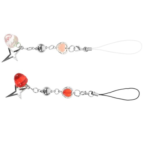 2 Pcs Kleine Erdbeer -Mobiltelefonkette Telefon-Charm-Anhänger Dekorationen - Zdjęcie 9 z 12