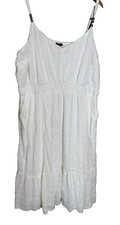 Torrid Midi Textured Sun Dress Tiered White 4X Beachy Coastal Cottagecore NWT