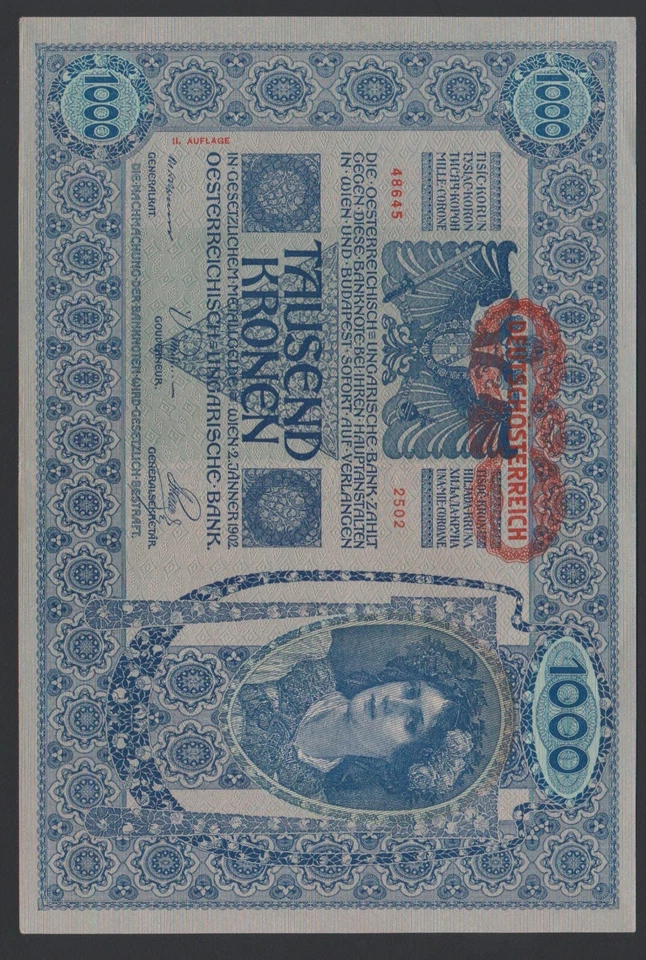 Austria 1000 kronen 1902 1919 DÖ P61(2) II Auflage Block 2502 aUNC w/Fold - Image 4 of 4