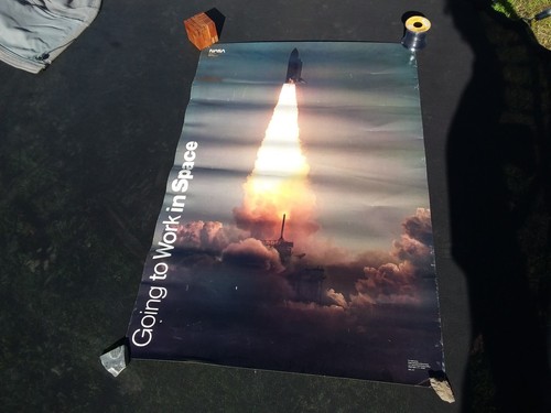 Vintage 1980s? Going 2 Work Space Poster NASA Space Shuttle Decor Advert Collect - Picture 1 of 5
