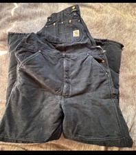 Insulated Black Carhartt Overalls 38x36