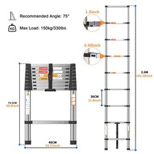 ✅ 6.2M Telescopic Ladder 20.3ft Extendable Aluminium 150kg ✅ FREE DELIVERY 🚚