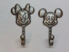 Pair of Disney Mickey and Minnie Mouse Pewter Coat hooks