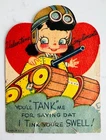 Vintage Valentine Card, Patriotic WW2 Military Army Tank