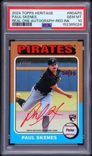 2024 Topps Heritage Paul Skenes Real One Red Ink Auto /75 Rookie PSA 10