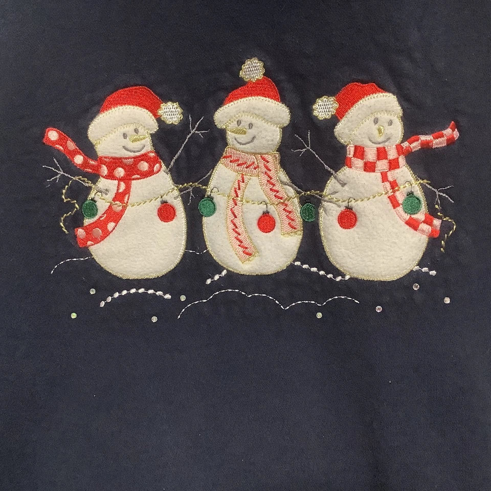 Sudadera Suéter Muñeco de Nieve Bordado Vintage Ediciones Vacacionales Talla 2X GrannyCore Foto 3 de 4