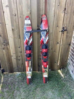 HO Skis Water Skis Pair 59 Blast Combos Red Black Adjustable Bindings Learn2