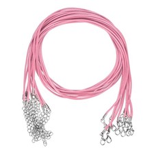 10 Pack 24" Waxed Necklace Cord, 2mm Bracelet Cord with Lobster Clasp Pink 