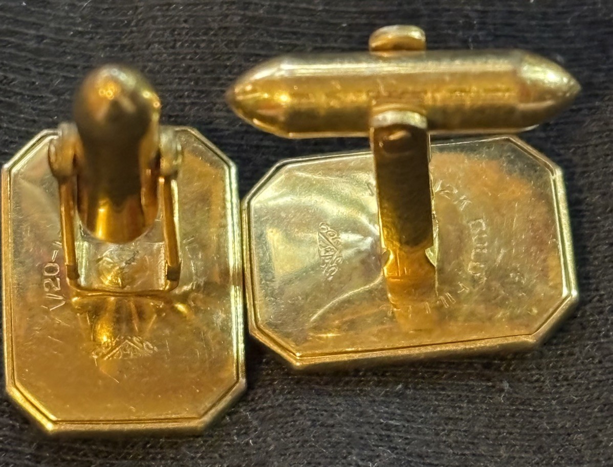 Gold Filled Monogram T Rectangular Bullet Back Me… - image 6