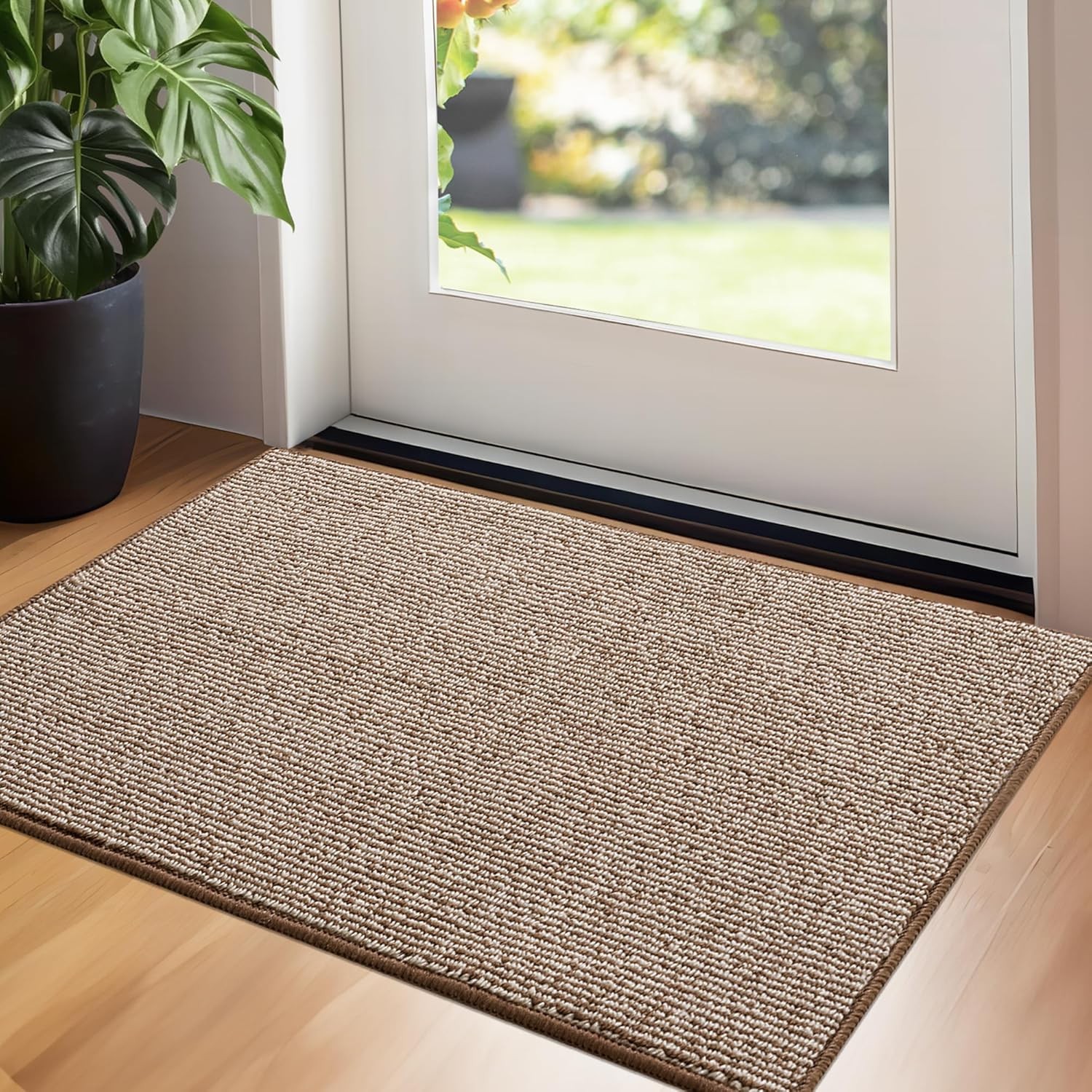 Low profile indoor/outdoor welcome mat 32x20 inches for front door entrance