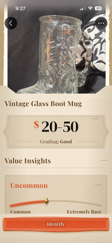 Clear Glass Boot-Shaped Mug, Embossed Decorated Handle, Hot/Cold, 1pc