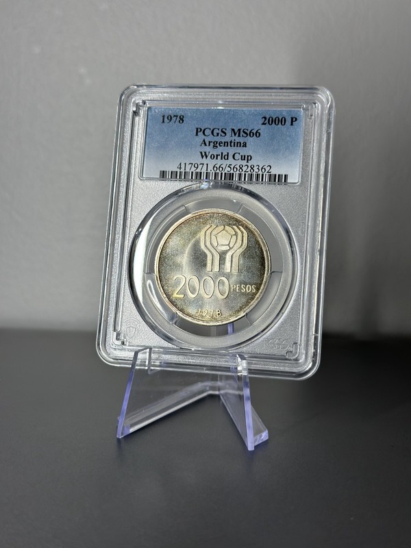 1978 Argentina 2000 Pesos Silver Fifa World Cup Coin PCGS MS66 Top Pop 1/0