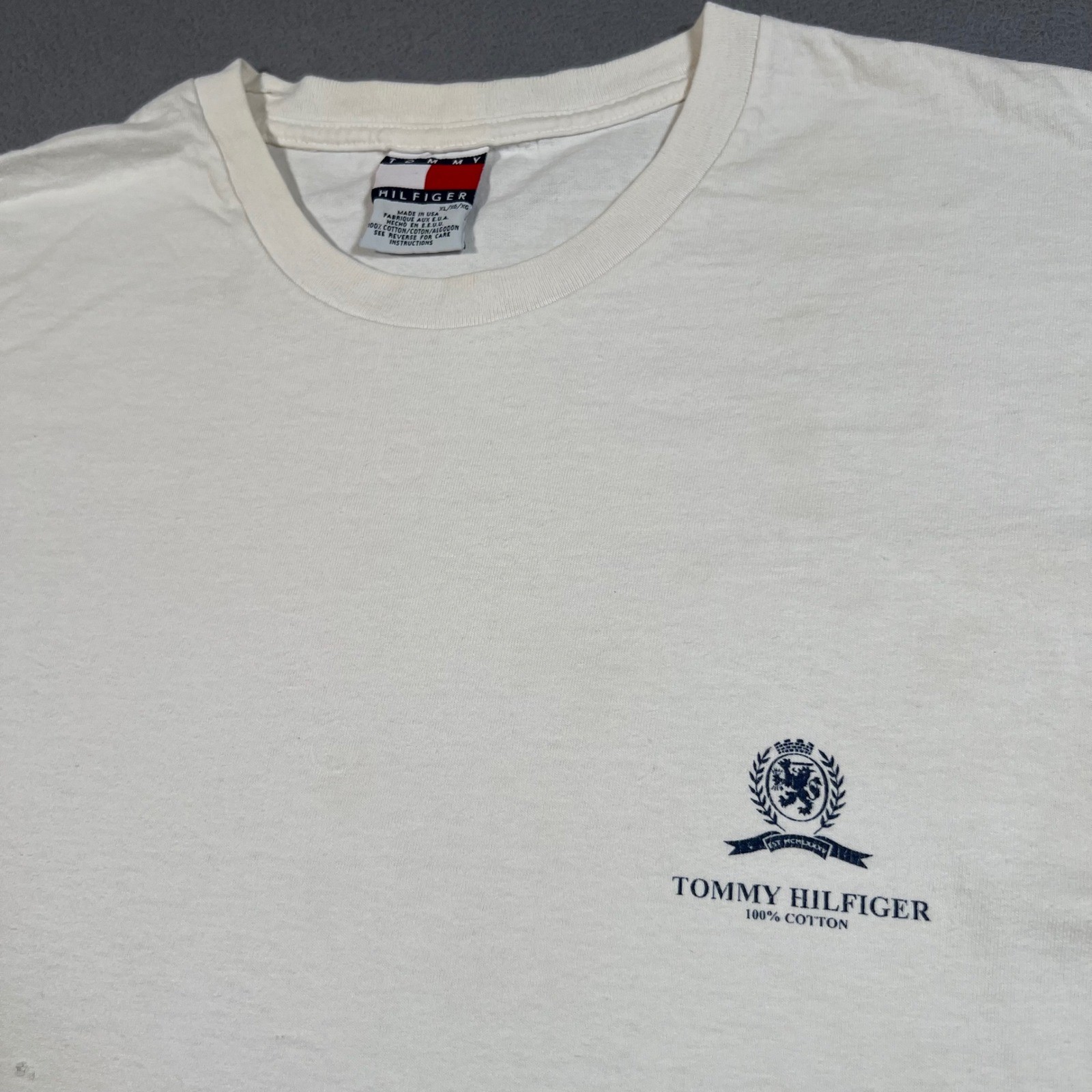 Vintage Tommy Hilfiger T Shirt Mens XL Crest Logo Made In USA Classic