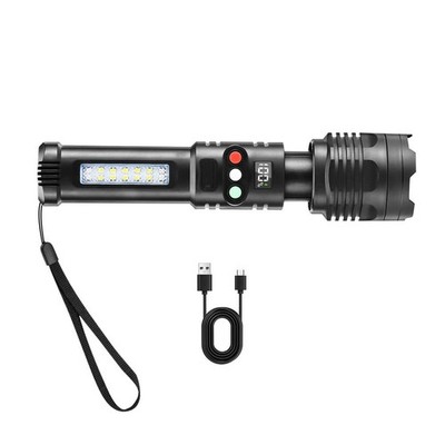 Multi Color LED Flashlight Rechargeable 1200mAh Zoomable For Camping Hiking