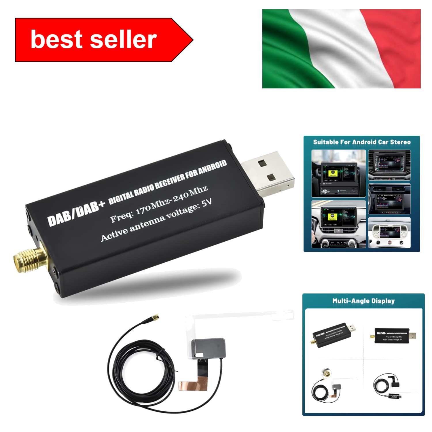 Hikity Adattatore DAB/DAB+ digitale USB 2.0 antenna ricevitore portatile