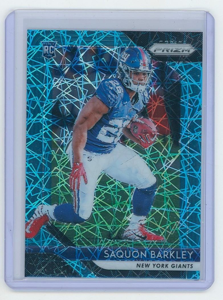 2018 Panini Prizm Saquon Barkley Rookie Blue Lazer Prizm #202