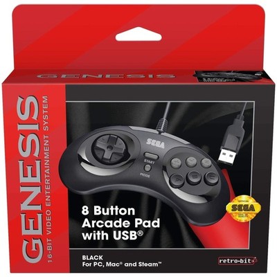 SEGA Genesis 8-button Arcade USB Pad Black Retro-Bit | eBay