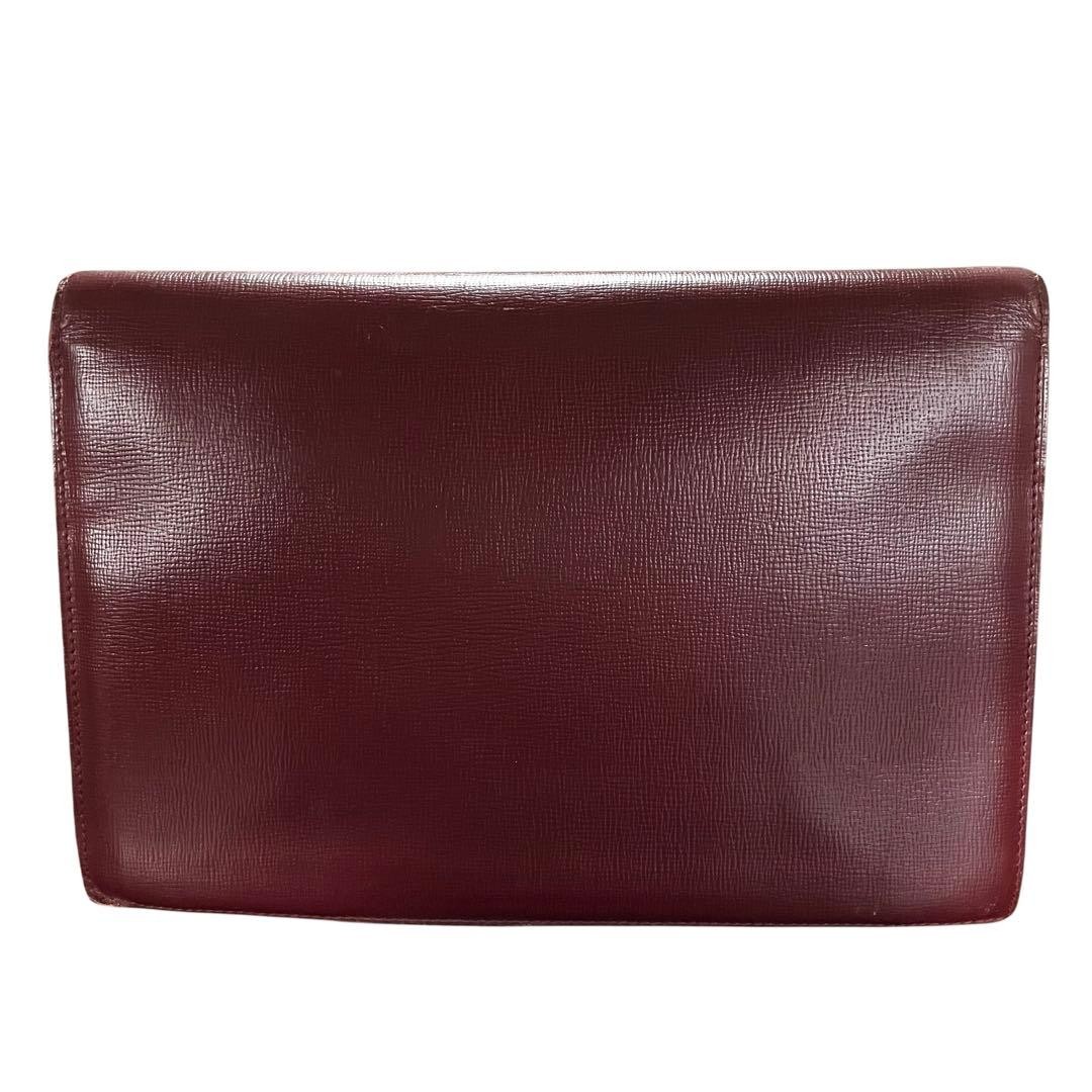 Cartier ダークレッド レザー クラッチバッグ Cartier Clutch Second Bag Small Logo Leather Wine Red Men's