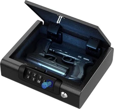 Biometric Gun Safe for Pistols 3-Ways unlock Fingerprint Digital PIN Key Unlock 