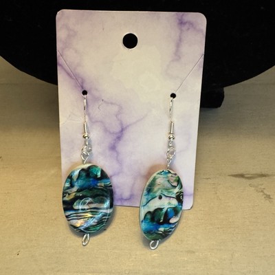Hand Crafted Abalone Shell Earrings On 925 Sterling Silver Hooks