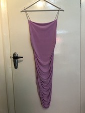 Femme Luxe Ruched Lilac Bodycon Knee Length Dress