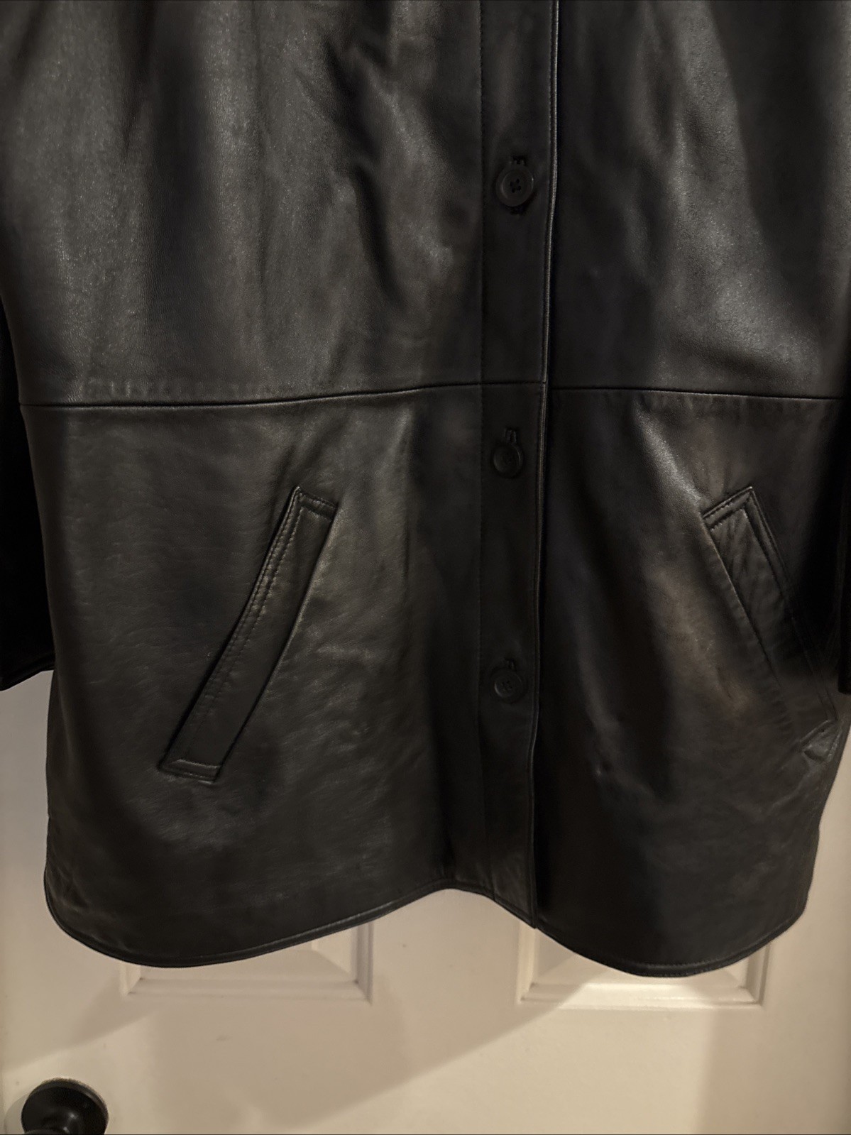 Centigrade Leather Button Jacket Soft Black Lined… - image 8