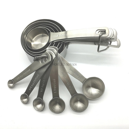 A Set of 10 New Stainless Steel Measuring Cups and spoons Set EASY ...