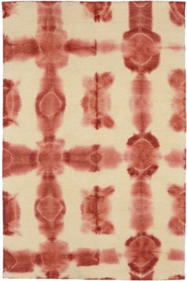 Hand-Tufted 5x8 Rusty Red & Cream Tie-Dye Wool Rug Modern Kids Room Carpet
